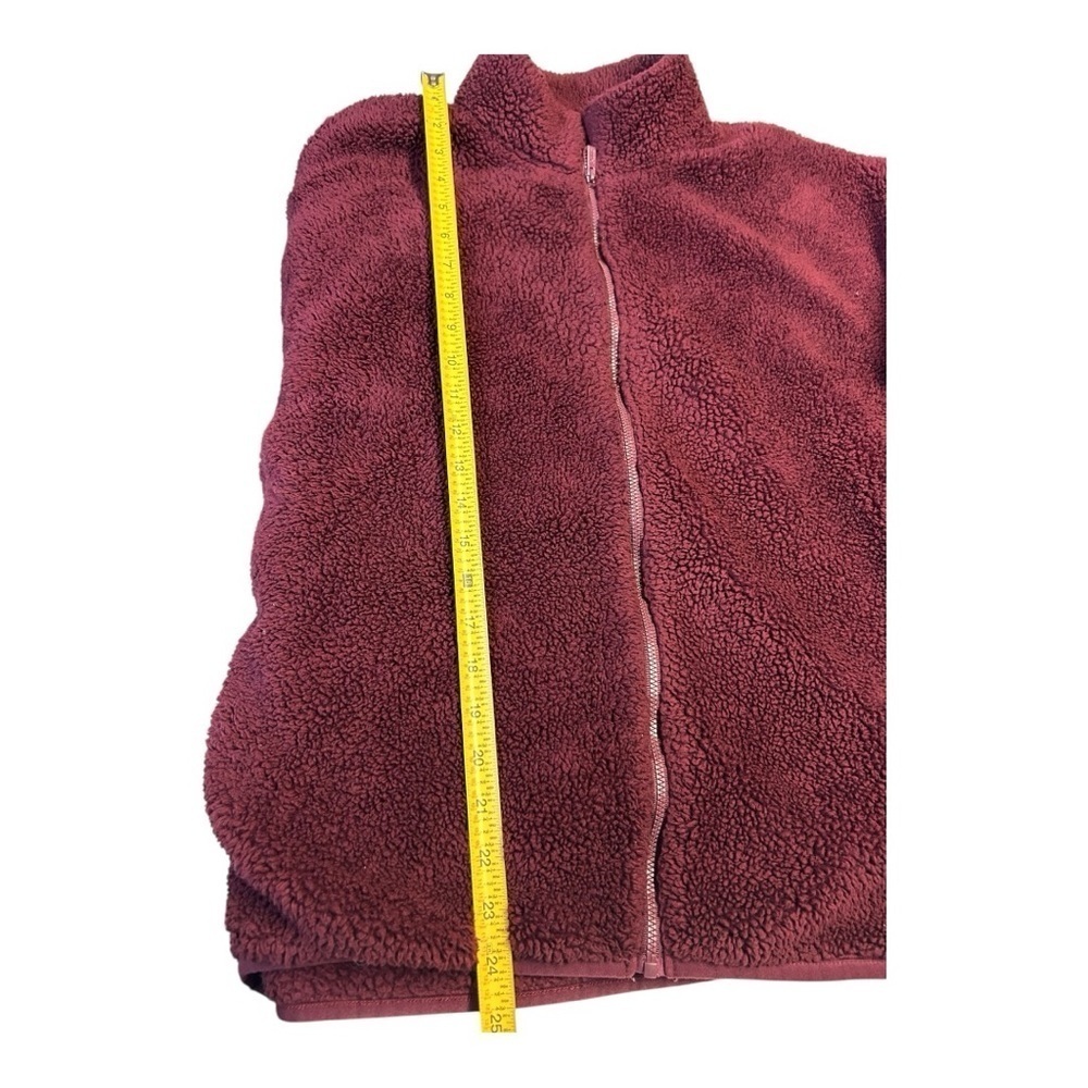 Pink Victoria’s Secret Fleece Zip Up Sweatshirt Cozy jacket Burgundy Size Small - Picture 5 of 7